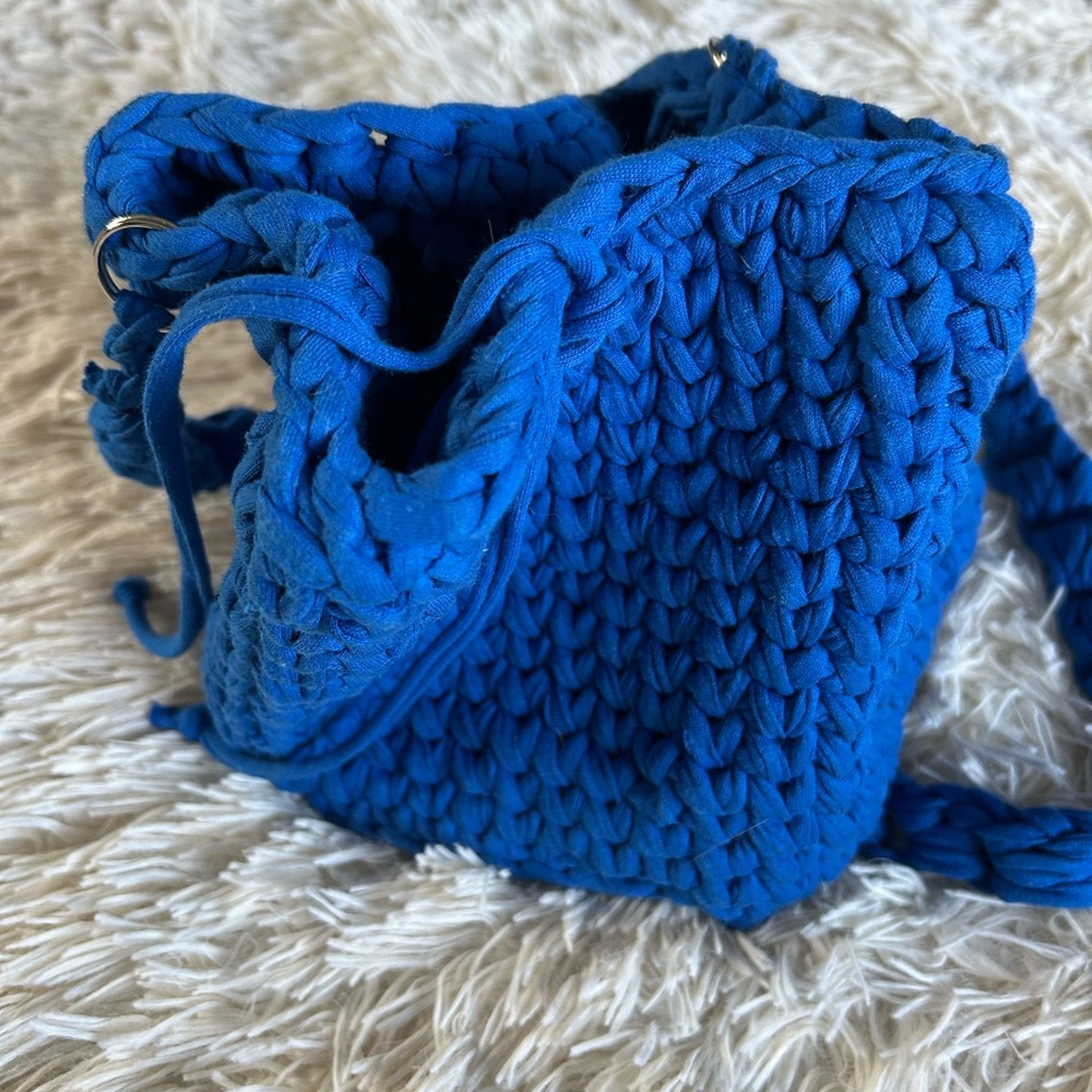 Elegant Blue Handcrafted Mini Bag